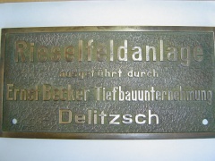 Eingangsschild Alte Kläranlage Delitzsch 1921 Eingangsschild Alte Kläranlage Delitzsch 1921
